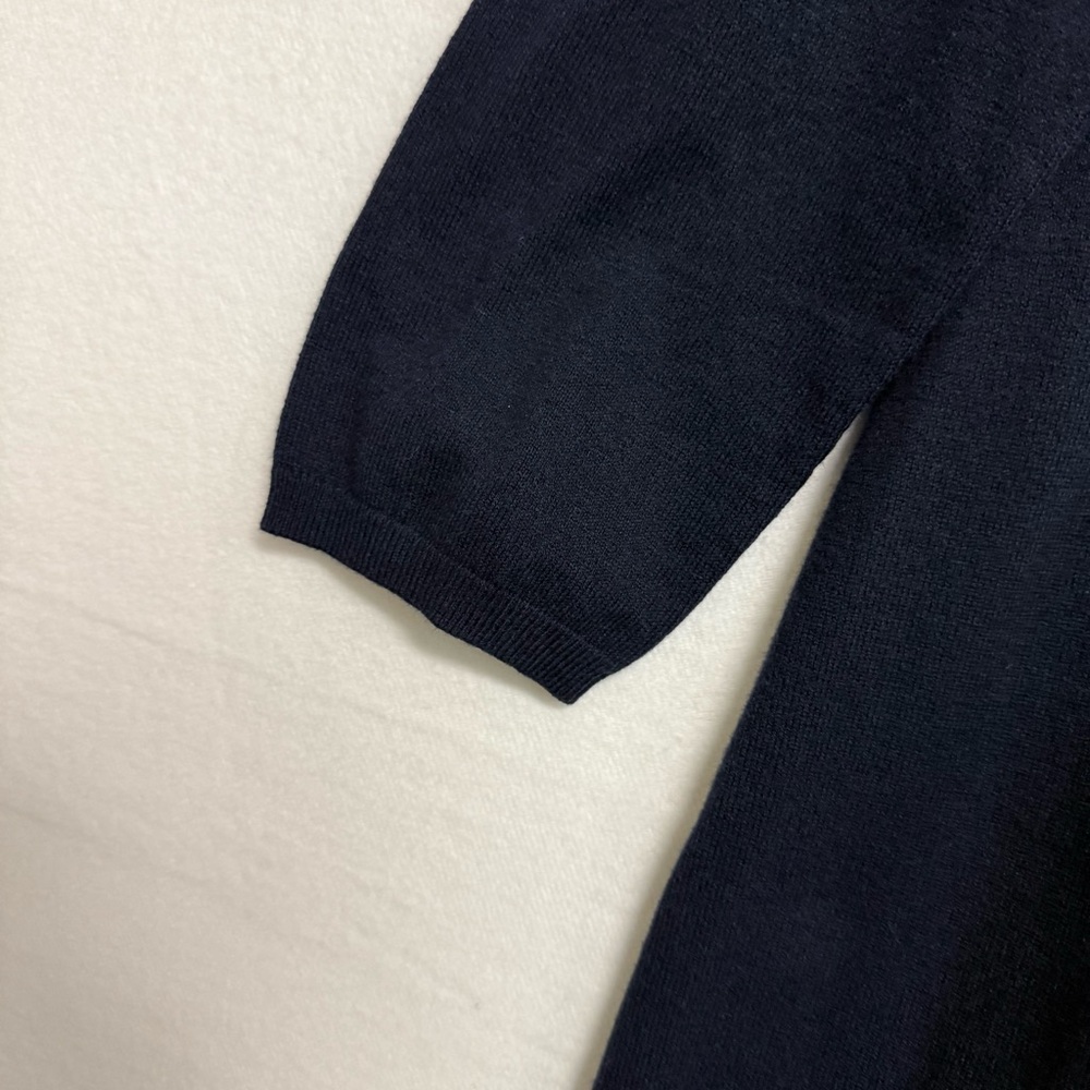 J. Jill Knit Dress NWT Navy Blue Simple ribbed detail at neck, wrist and hem L - Picture 3 of 13